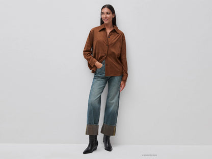 Benetton Brown Women Suede-Effect Shirt Jacket SKU: 2WUHDN0AQ_901 Image 03