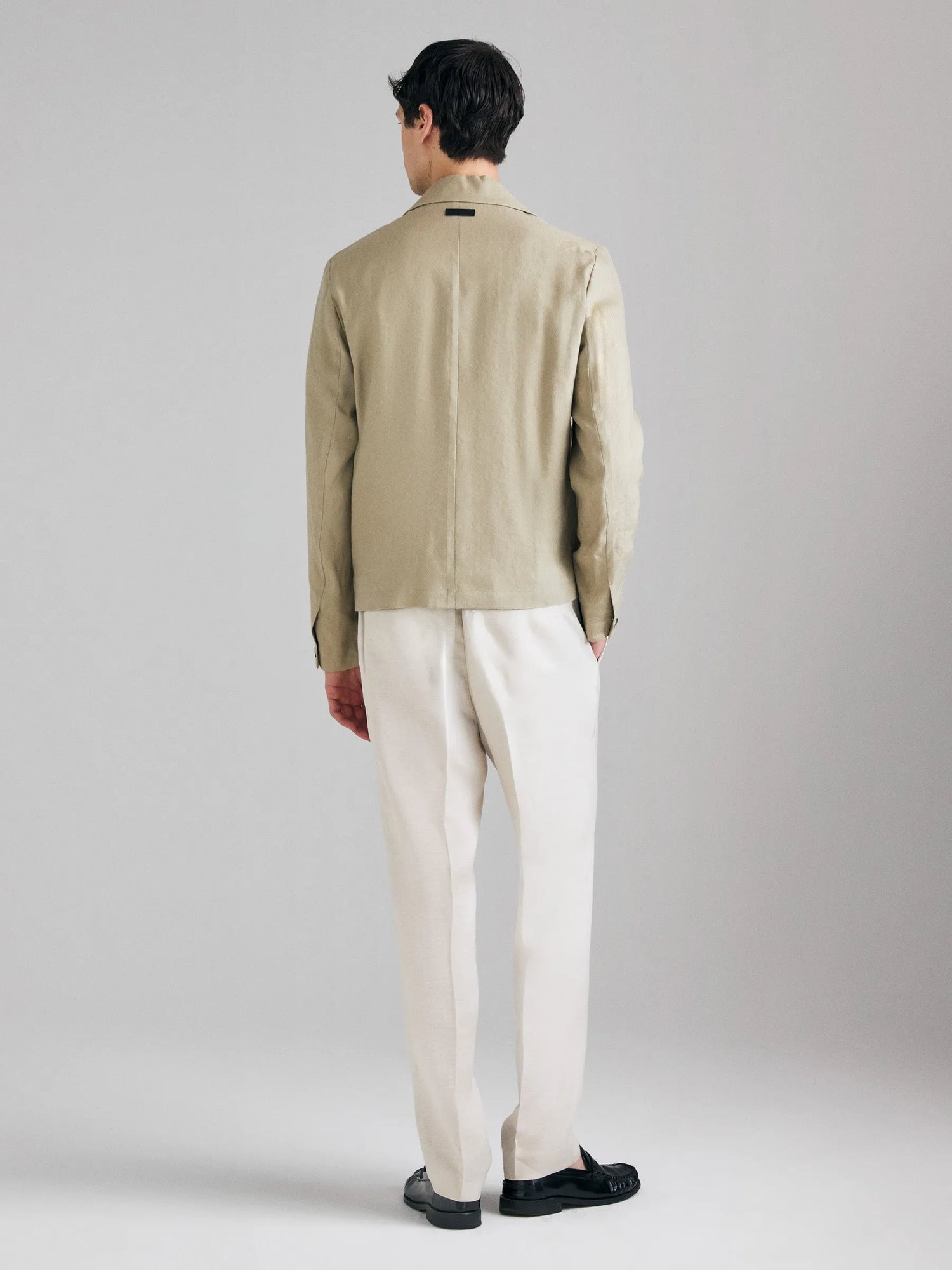 Sisley Beige Men Lightweight Linen Blend Jacket SKU: 2Y57SW02P_902 Image 02