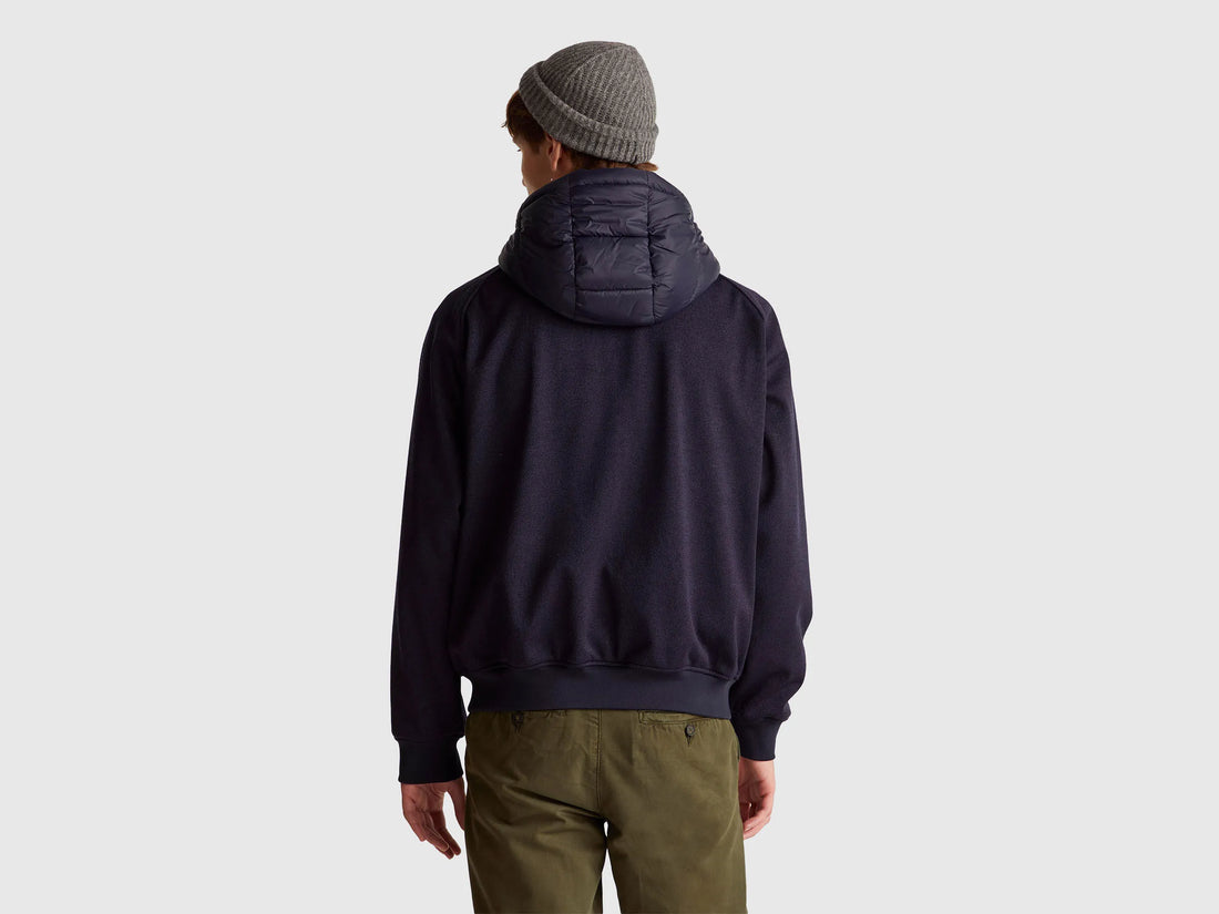 Benetton_Dark Blue_Regular Fit Jacket in Nylon and Knit Fabric_2ZRUUN064_9C1_02