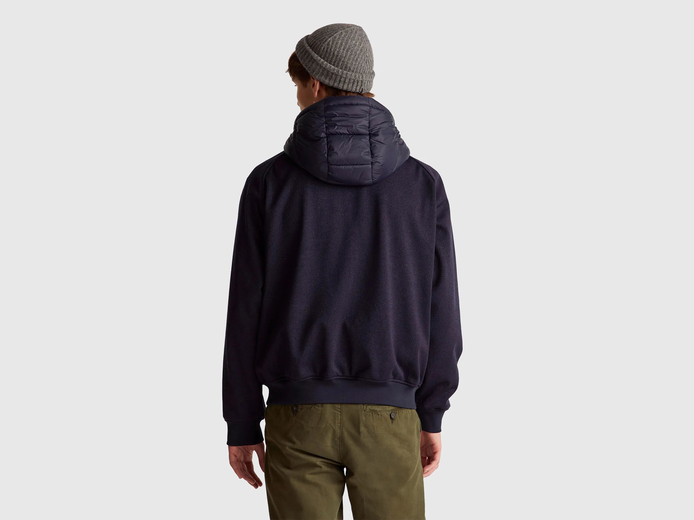 Benetton_Dark Blue_Regular Fit Jacket in Nylon and Knit Fabric_2ZRUUN064_9C1_02