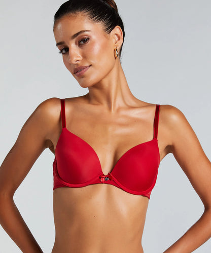 Hunkemoller Chili Pepper Women Plunge Padded Underwired Bra in Different Cup Sizes SKU: 300428_Chili Pepper Image 01