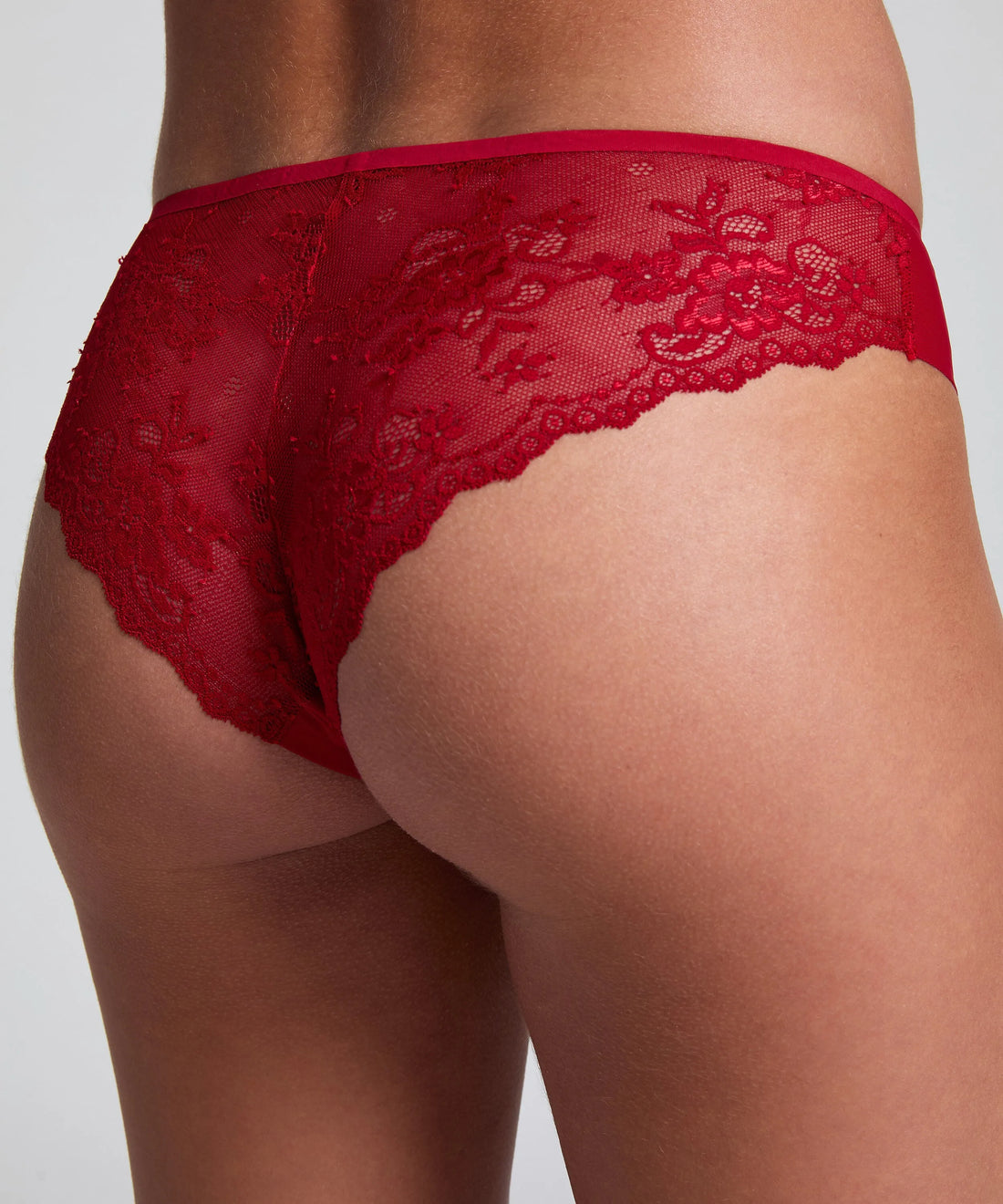 Hunkemoller Red Women Invisible Lace Back Brazilian SKU: 300474_Red Image 02
