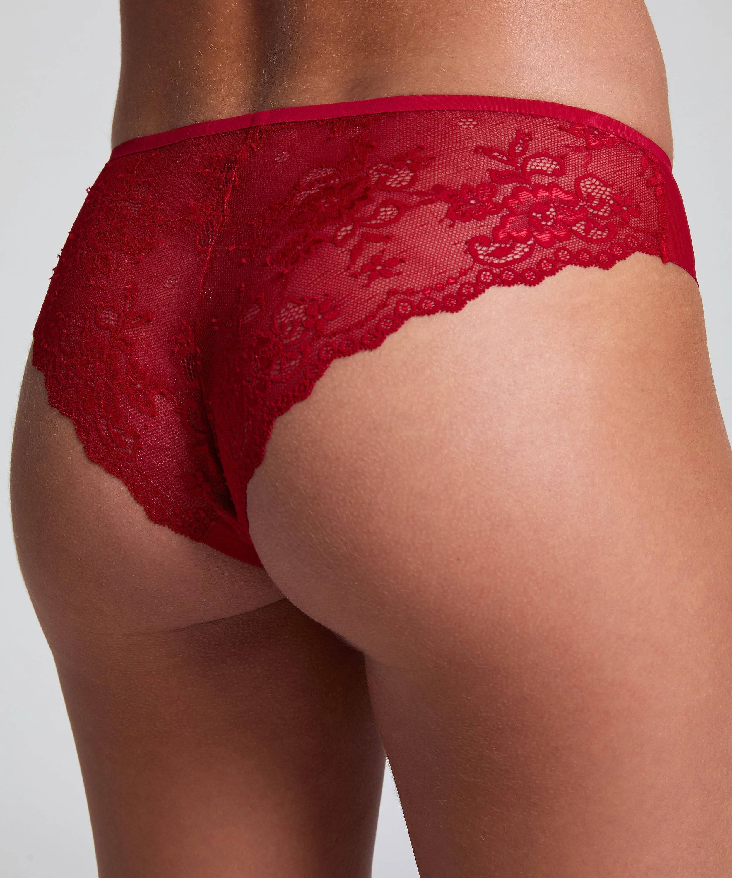 Hunkemoller Red Women Invisible Lace Back Brazilian SKU: 300474_Red Image 02