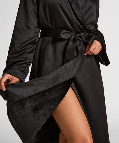 Hunkemoller_Black_Satin Fleece Bathrobe_300594_Black_02