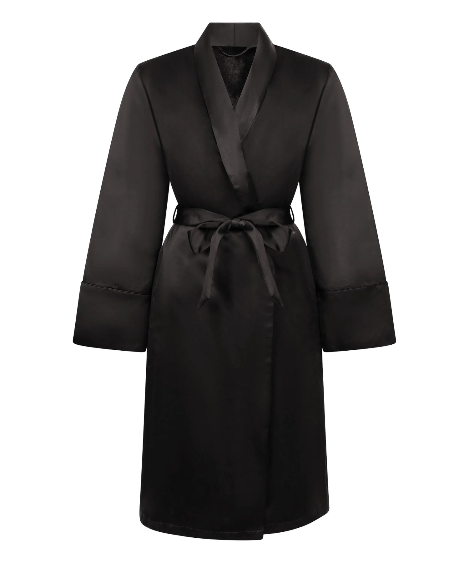 Hunkemoller_Black_Satin Fleece Bathrobe_300594_Black_05