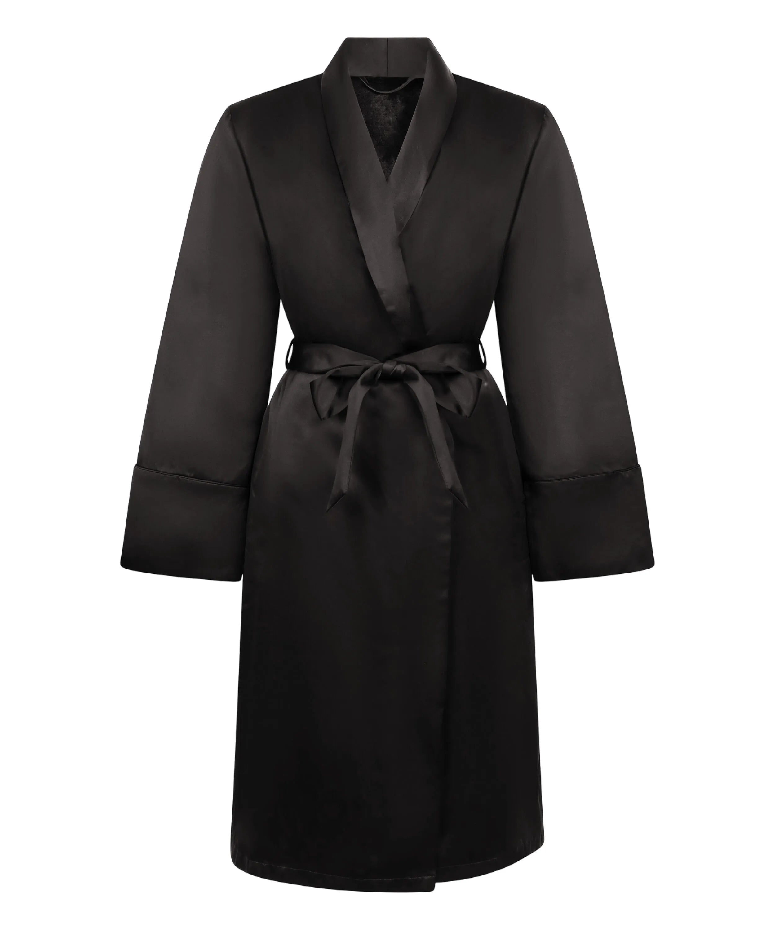 Hunkemoller_Black_Satin Fleece Bathrobe_300594_Black_05