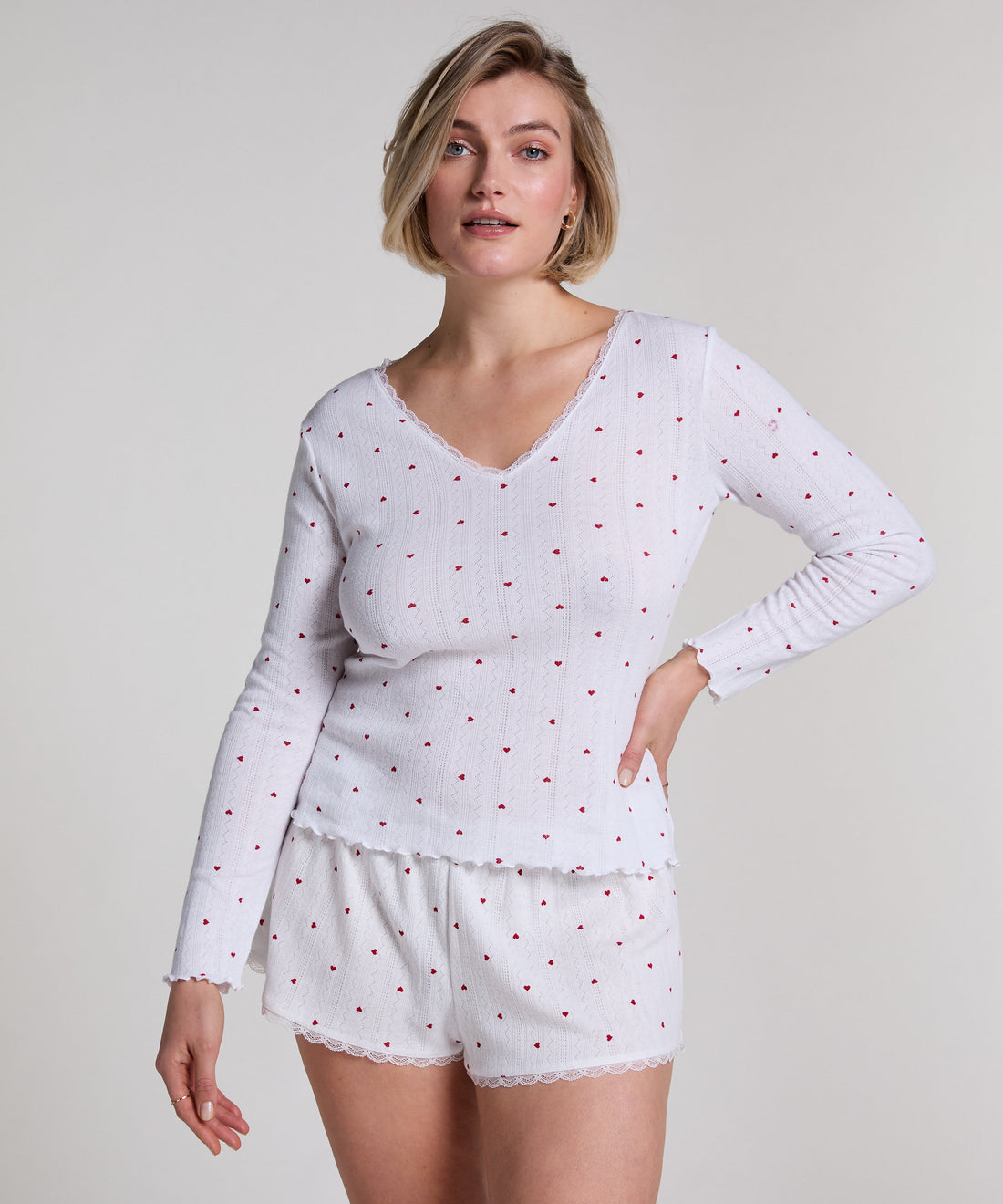 Hunkemoller_Pointelle Pyjama Shorts - White_301462_Hkm White_06