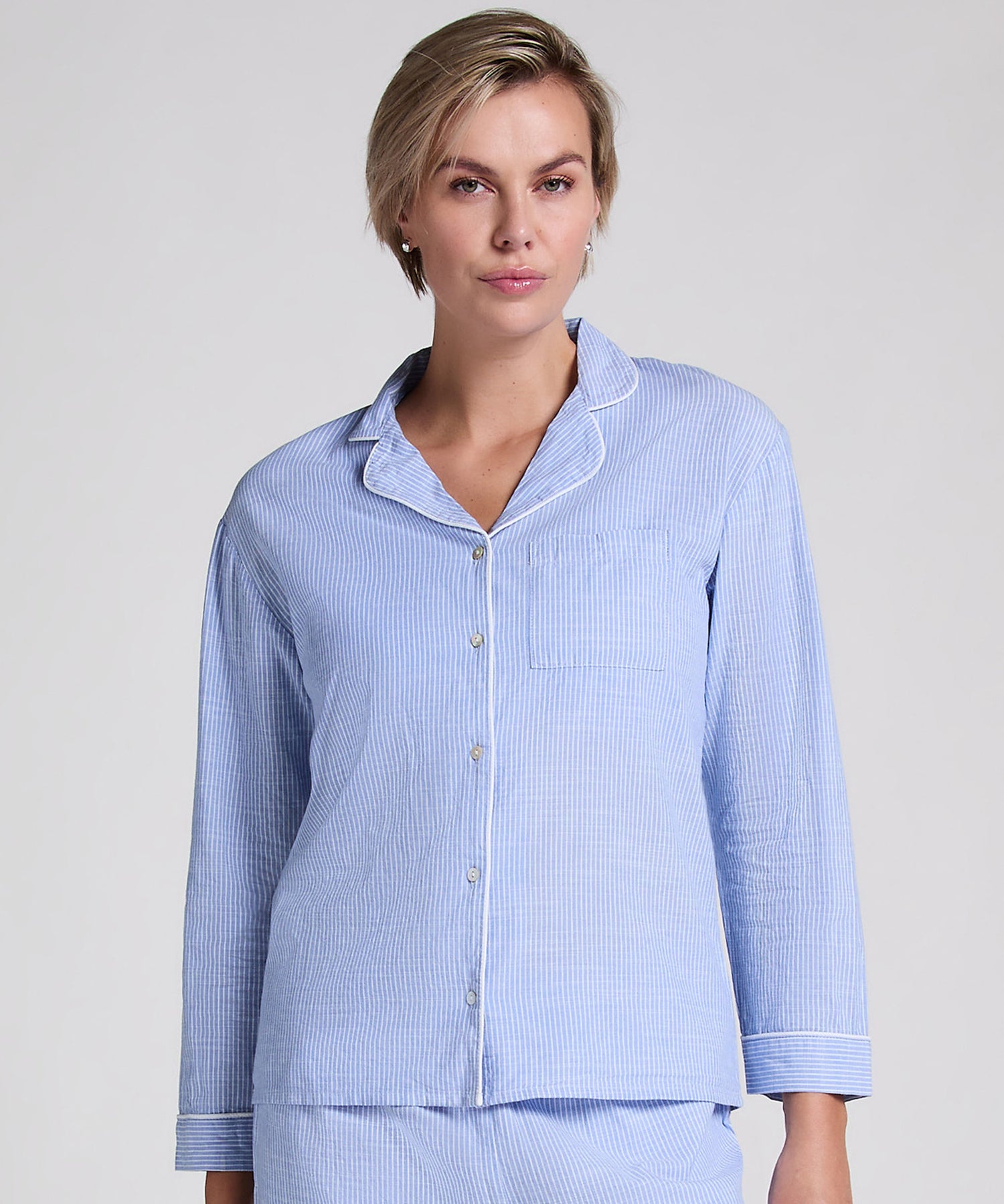 Hunkemoller_Cotton Pyjama Jacket_301491_Hkm Blue_01