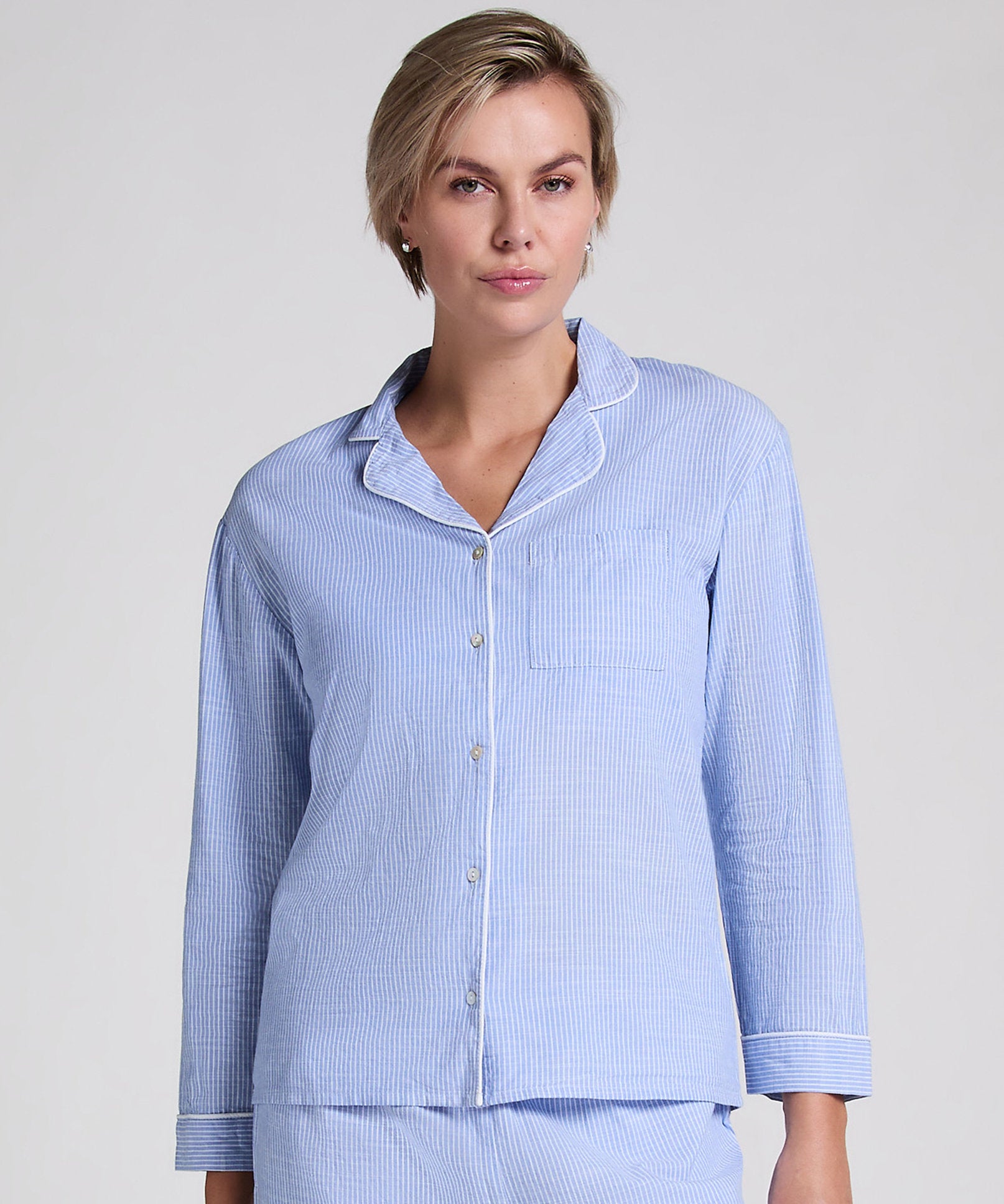 Hunkemoller_Cotton Pyjama Jacket_301491_Hkm Blue_01