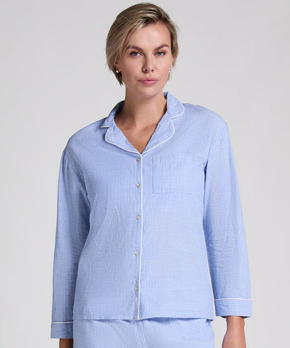 Hunkemoller_Cotton Pyjama Jacket_301491_Hkm Blue_01