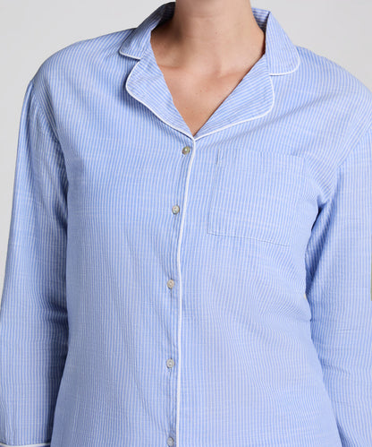 Hunkemoller_Cotton Pyjama Jacket_301491_Hkm Blue_02