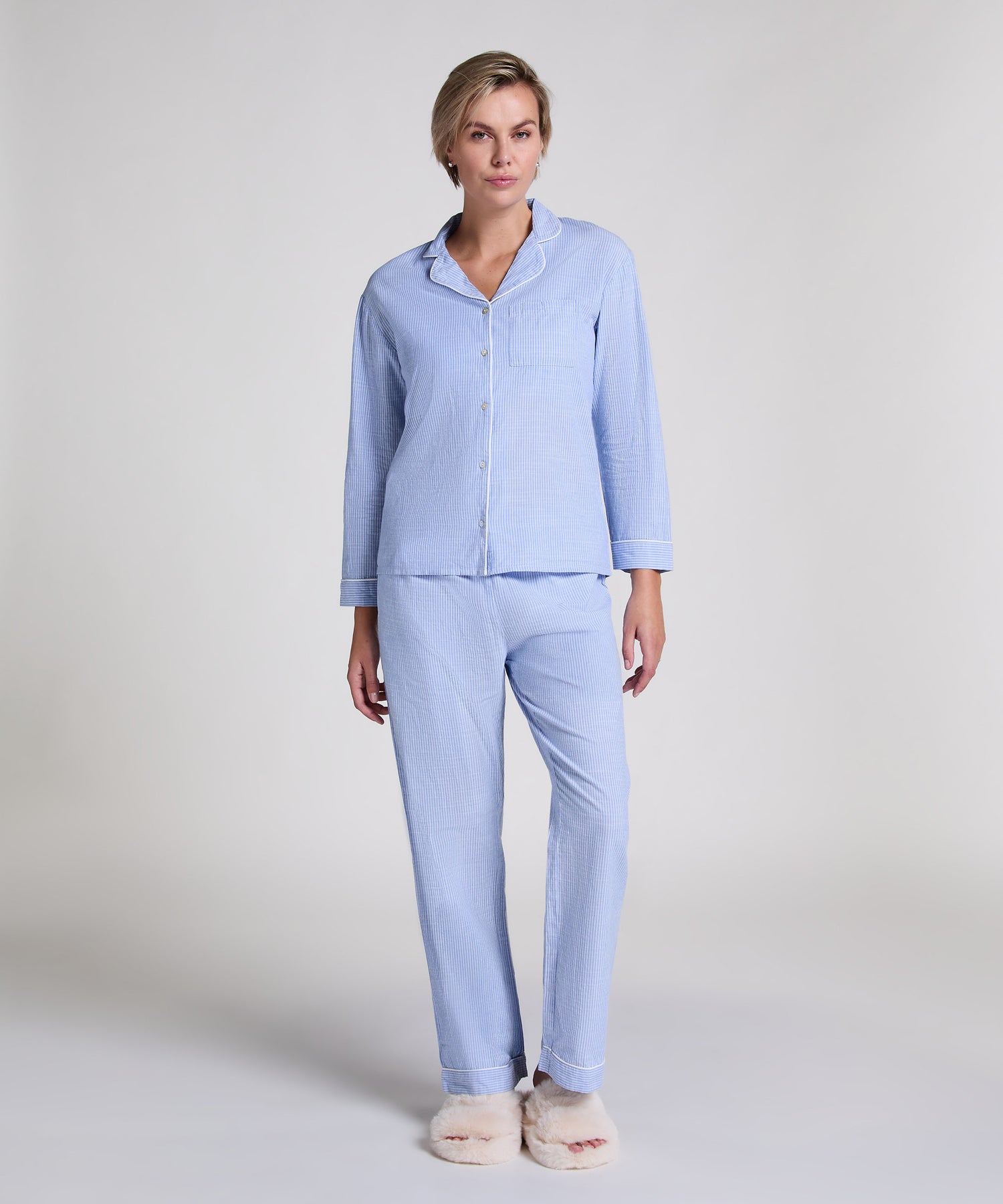 Hunkemoller_Cotton Pyjama Jacket_301491_Hkm Blue_03