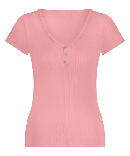Hunkemoller_Henley Short Sleeved Pyjama Top_301512_Bridal Rose_05