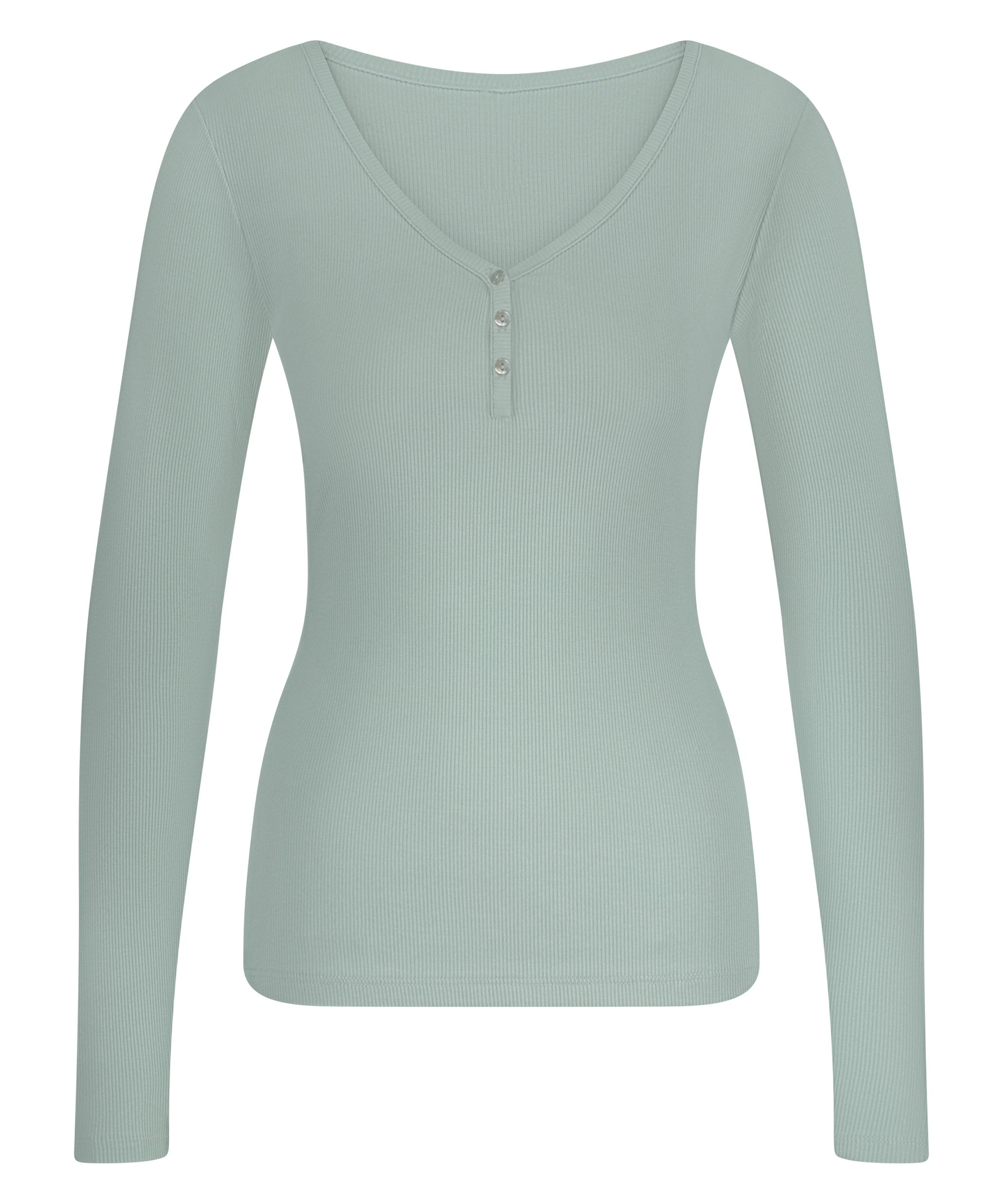 Hunkemoller_Long-Sleeved Pyjama Top_301522_Jadeite_05