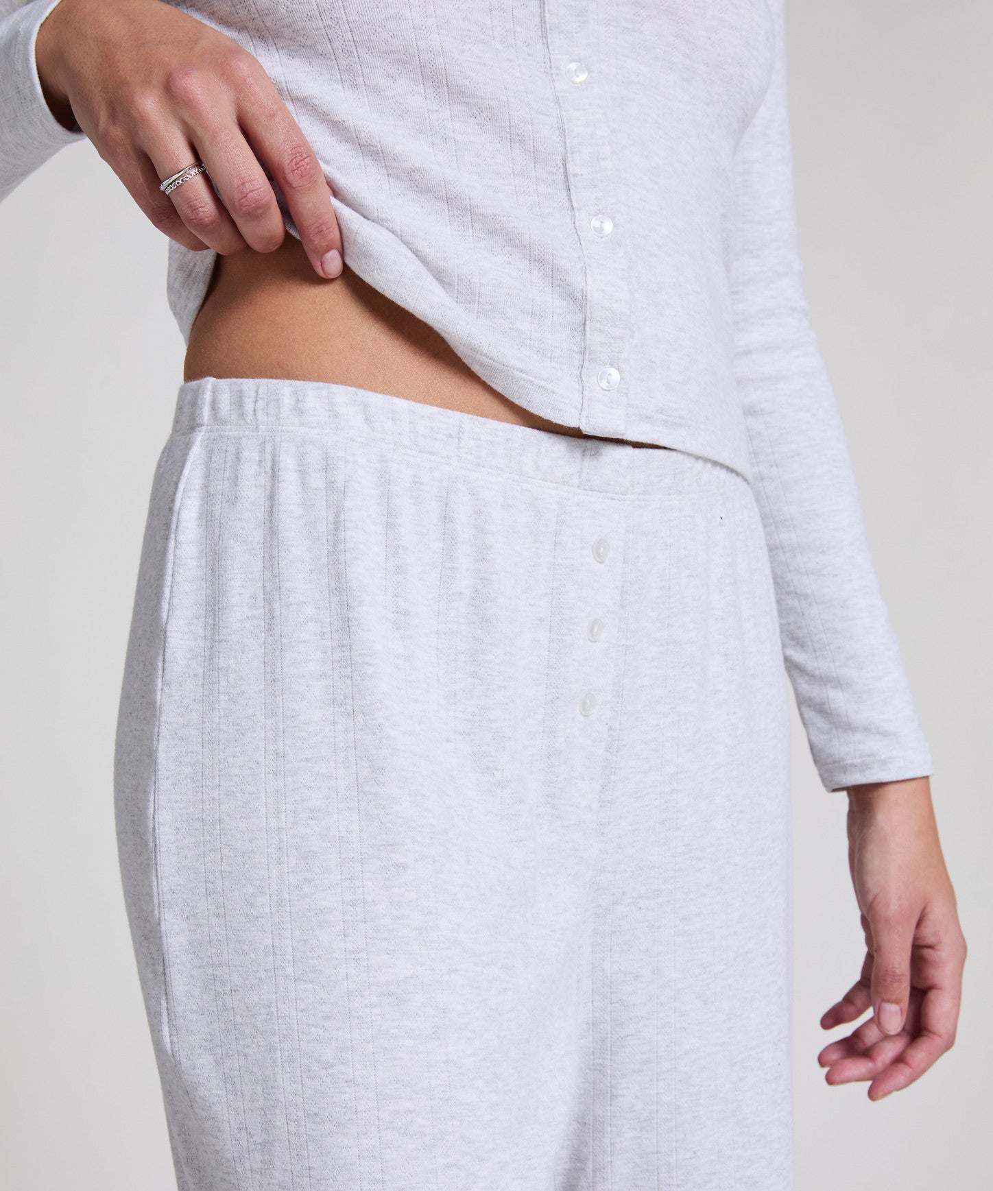 Hunkemoller_White Grey Melee_Pointelle Pyjama Pants_301669_White Grey Melee_02