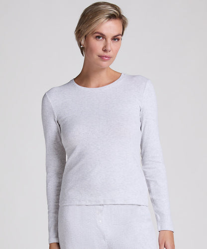 Hunkemoller_White Grey Melee_Pyjama top Pointelle_301775_White Grey Melee_01