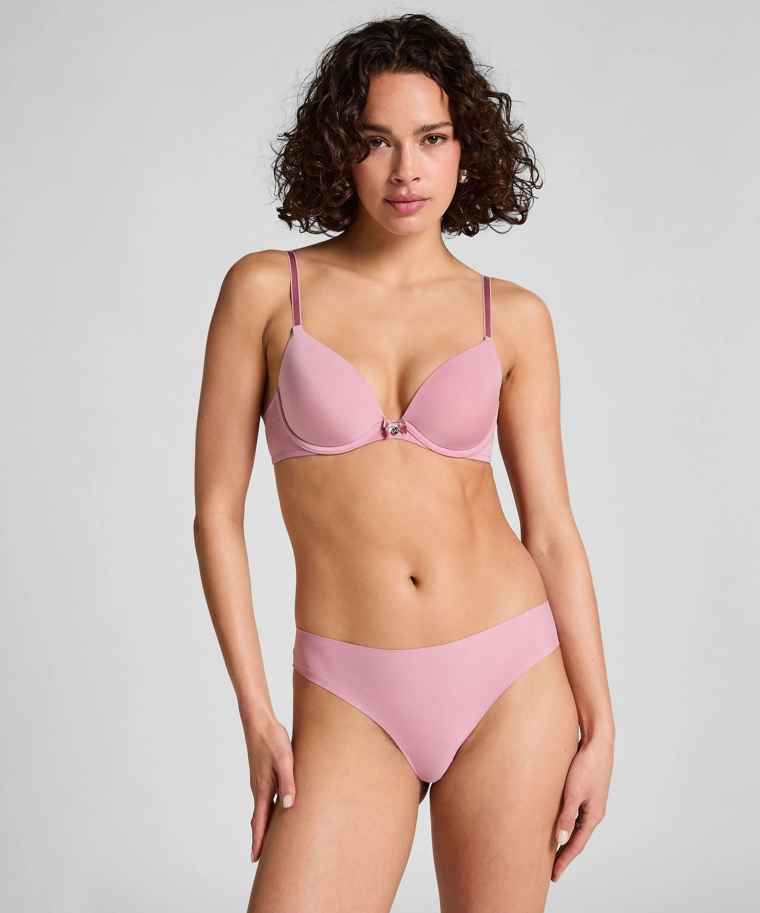 Hunkemoller Pink Women Invisible Lace Back Brazilian SKU: 302286_Pink Image 02