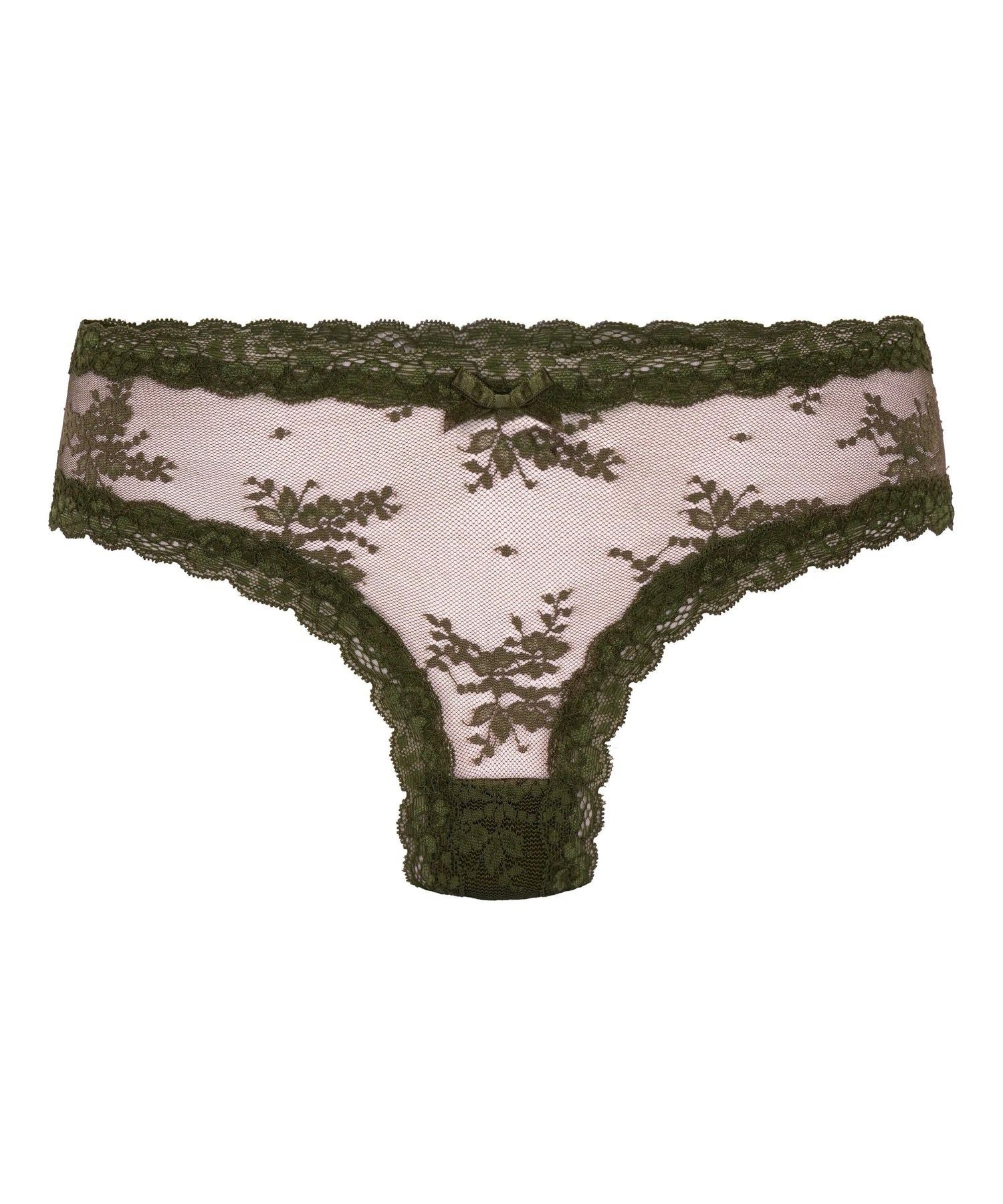Hunkemoller Green Women V-Shaped Brazilian Knickers Mesh SKU: 302518_Green Image 04