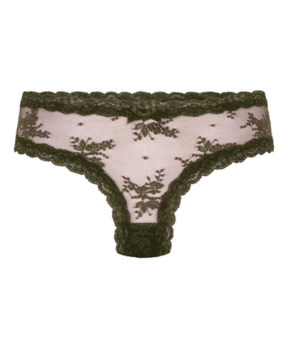 Hunkemoller Green Women V-Shaped Brazilian Knickers Mesh SKU: 302518_Green Image 04