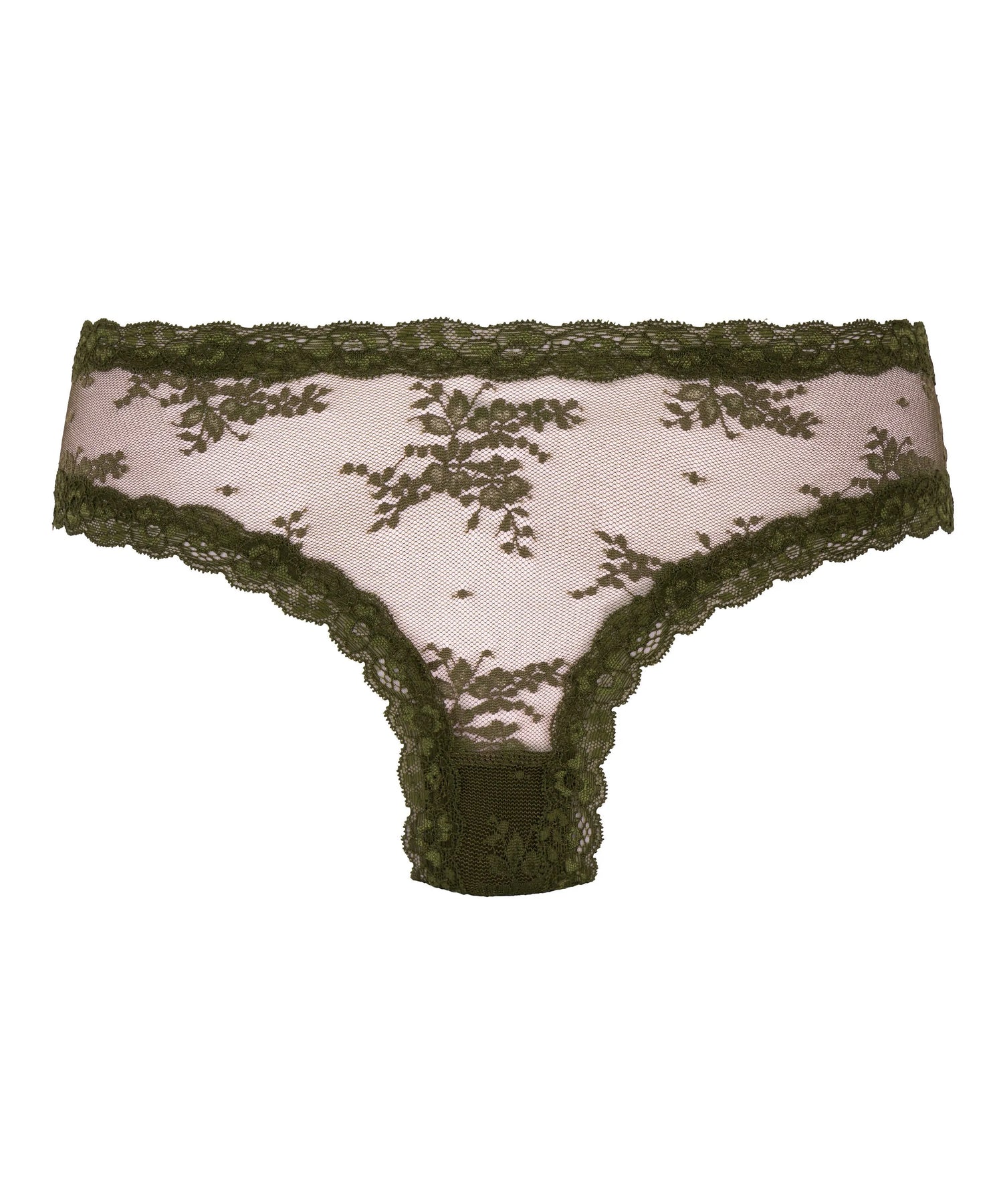 Hunkemoller Green Women V-Shaped Brazilian Knickers Mesh SKU: 302518_Green Image 05