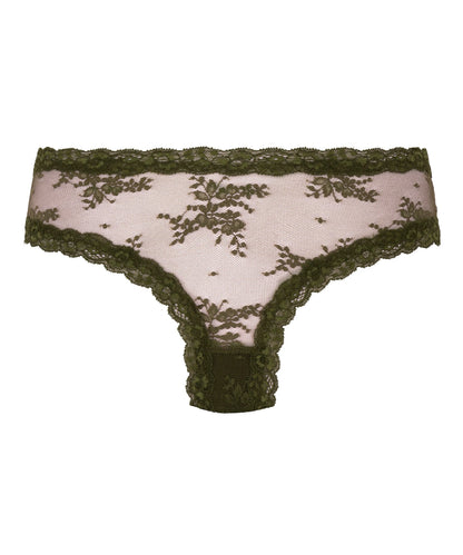 Hunkemoller Green Women V-Shaped Brazilian Knickers Mesh SKU: 302518_Green Image 05