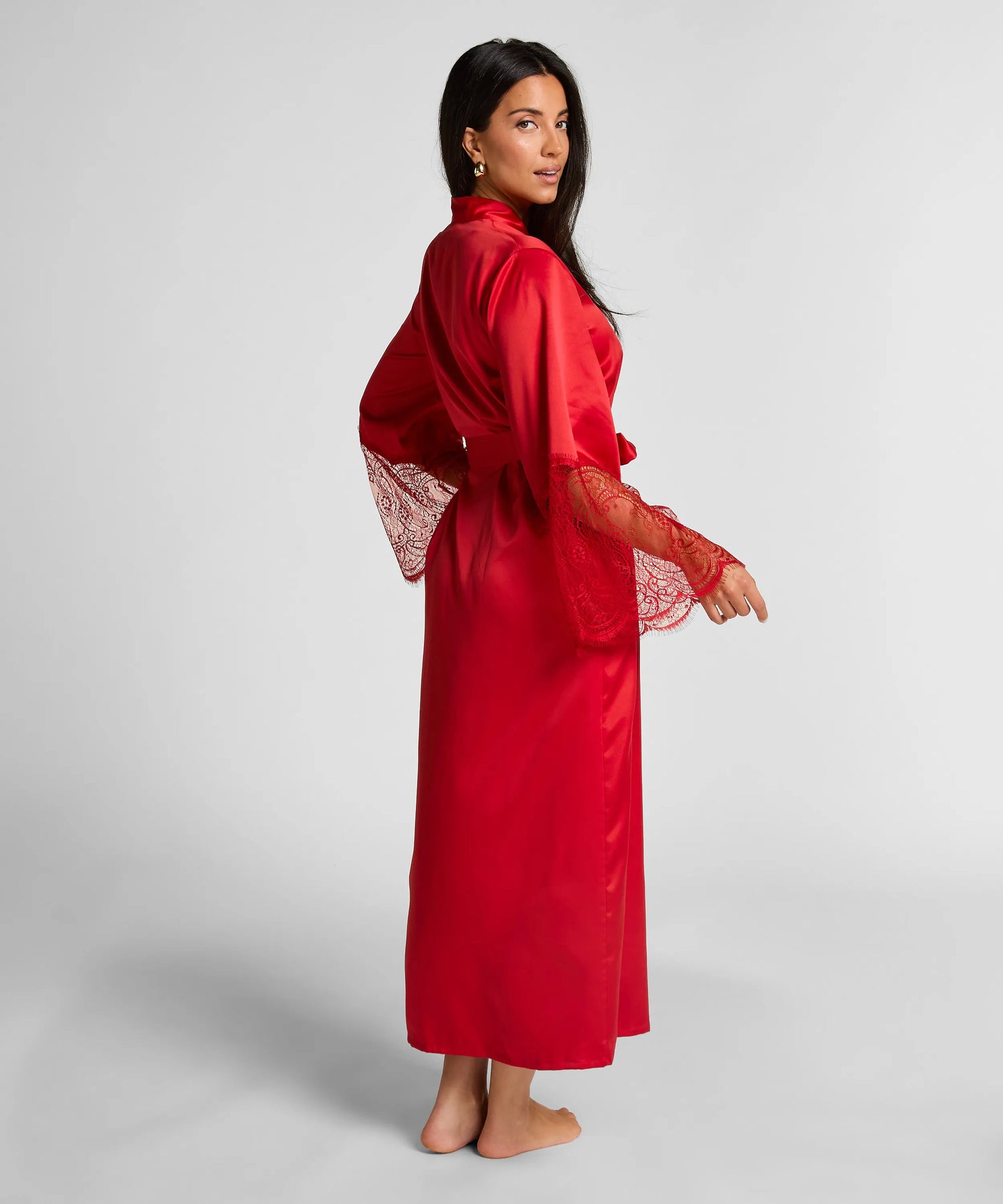 Hunkemoller_Red_Kimono Long Satin Lace_302694_Chili Pepper_03