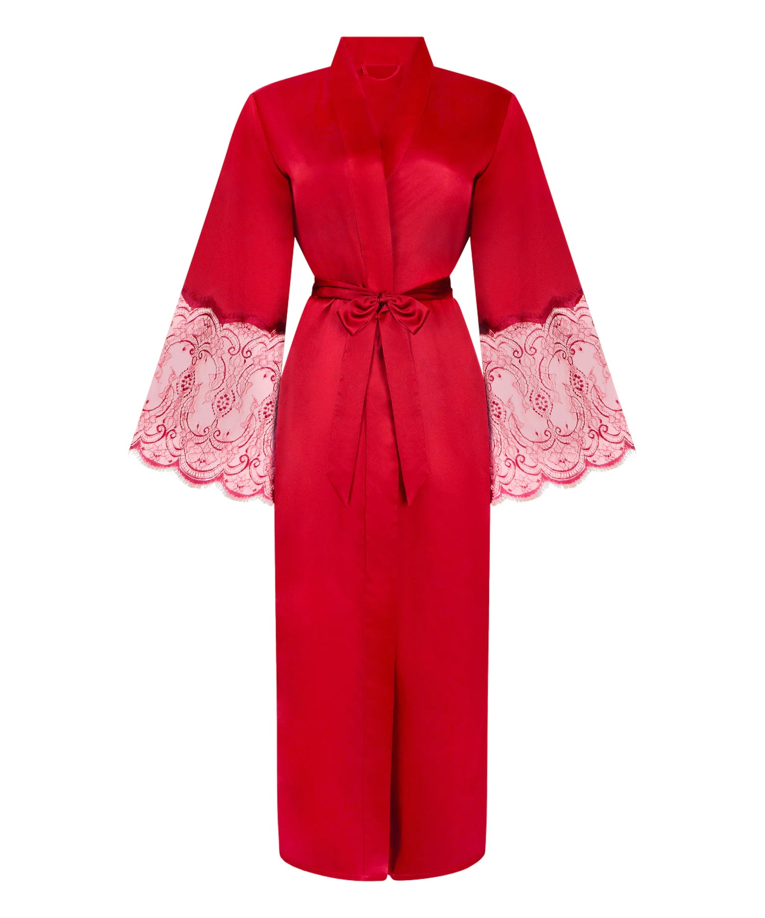 Hunkemoller_Red_Kimono Long Satin Lace_302694_Chili Pepper_04