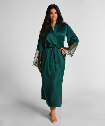 Hunkemoller_Green_Kimono Long Satin Lace_302695_Ponderosa Pine_01