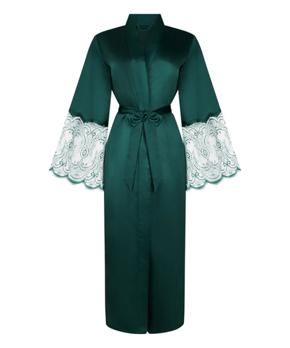 Hunkemoller_Green_Kimono Long Satin Lace_302695_Ponderosa Pine_04