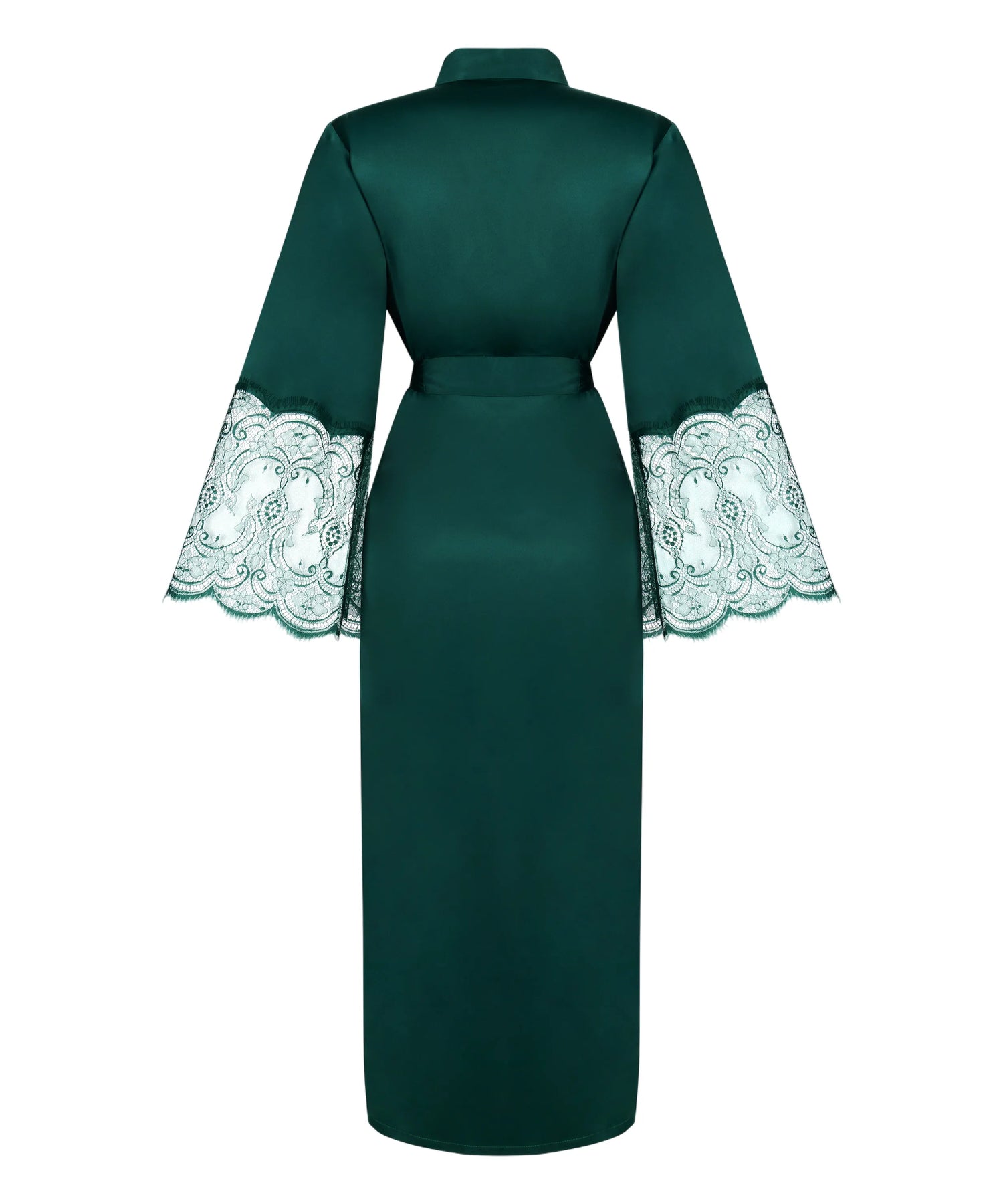 Hunkemoller_Green_Kimono Long Satin Lace_302695_Ponderosa Pine_05