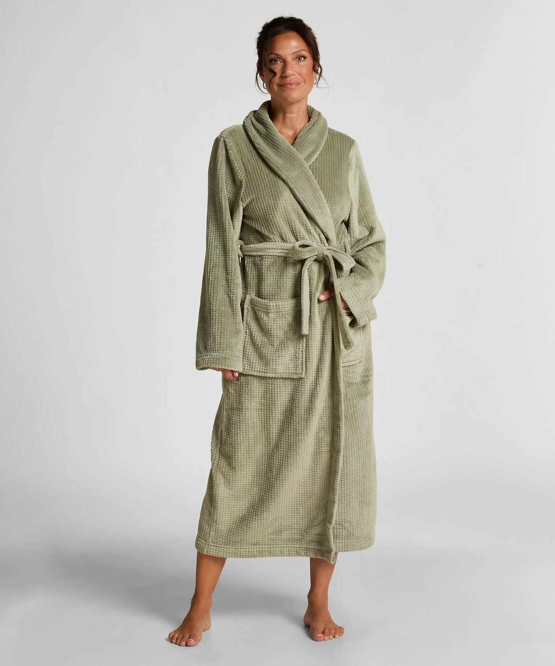 Hunkemoller_Green_Fleece Bathrobe_302708_Seagrass_01