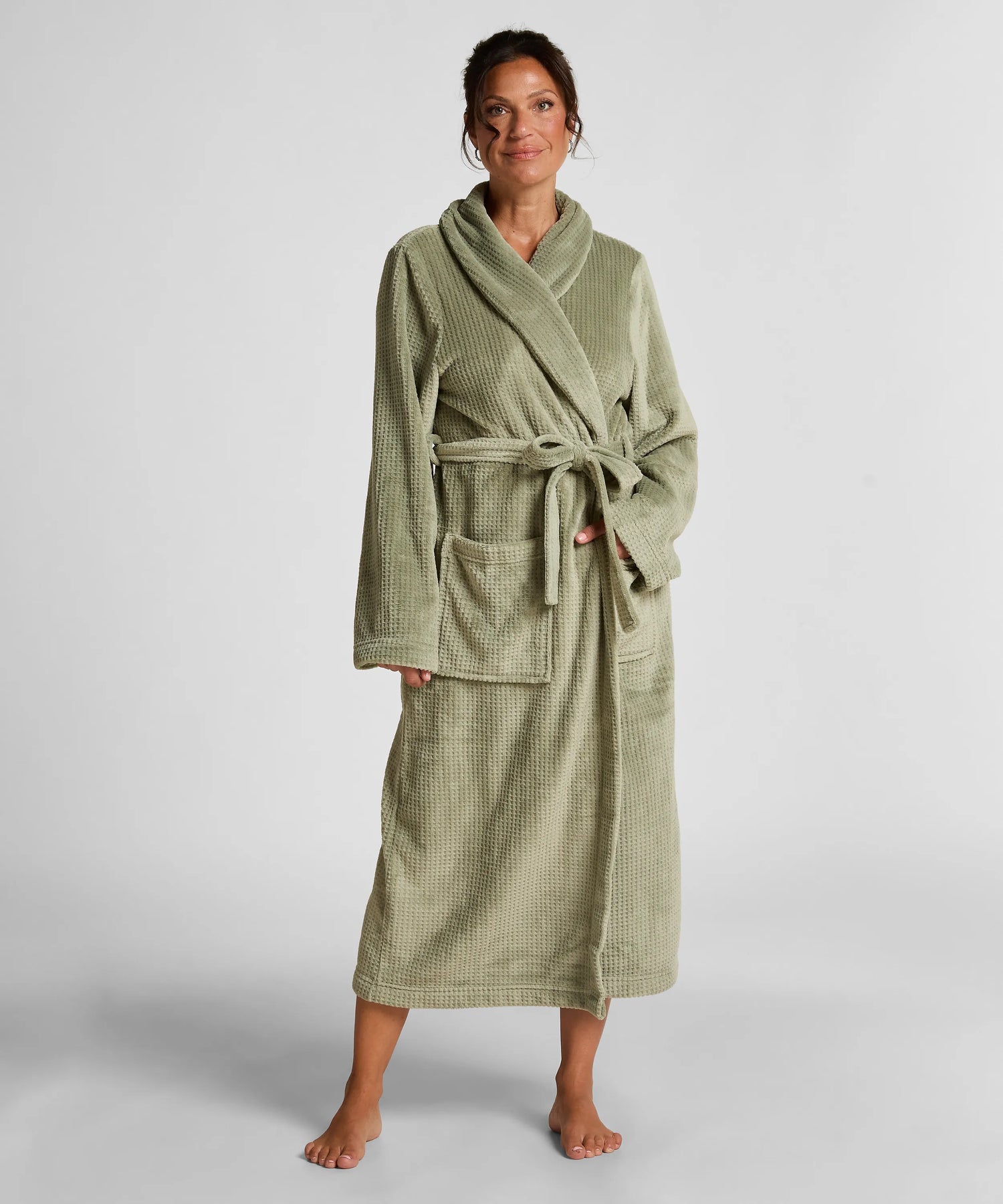 Hunkemoller_Green_Fleece Bathrobe_302708_Seagrass_01