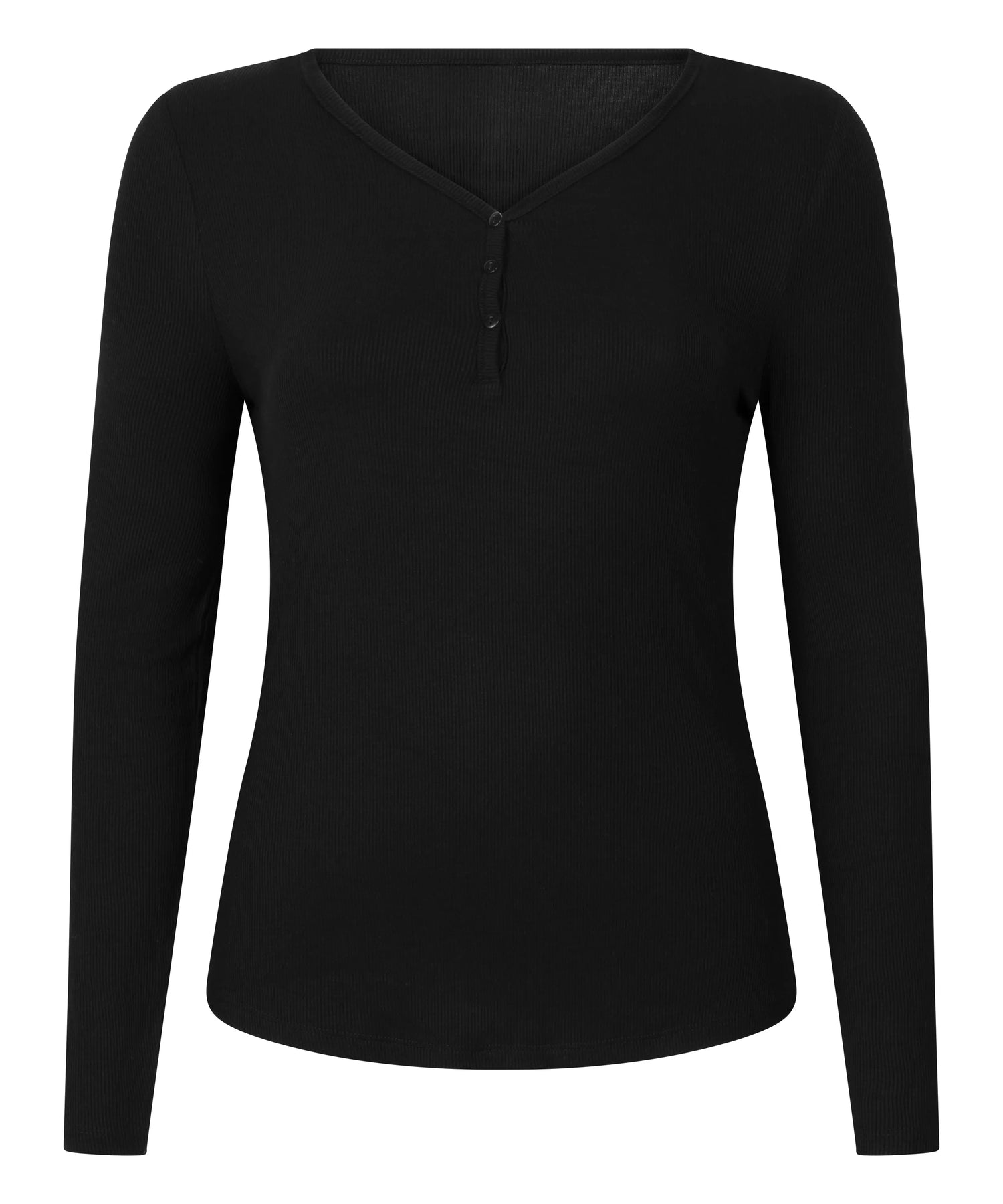 Hunkemoller_Black_Longsleeved Pyjama Top Henley_302713_Black_05