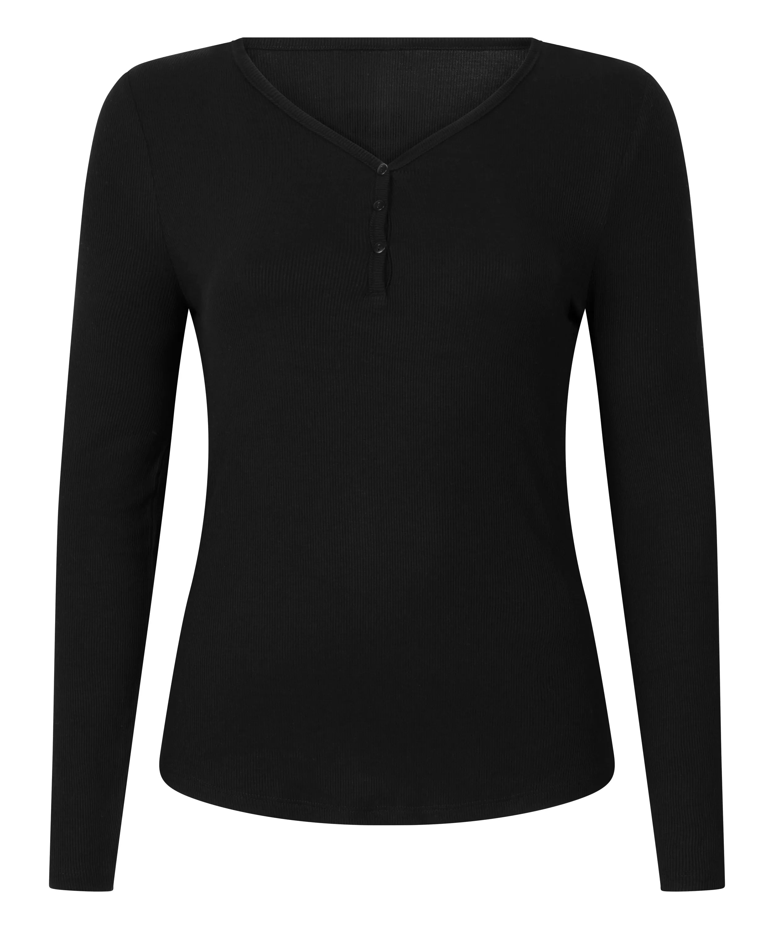 Hunkemoller_Black_Longsleeved Pyjama Top Henley_302713_Black_05