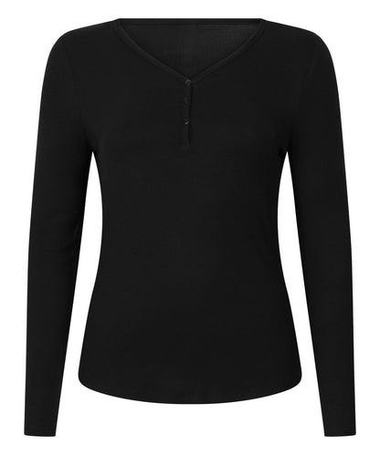 Hunkemoller_Black_Longsleeved Pyjama Top Henley_302713_Black_05