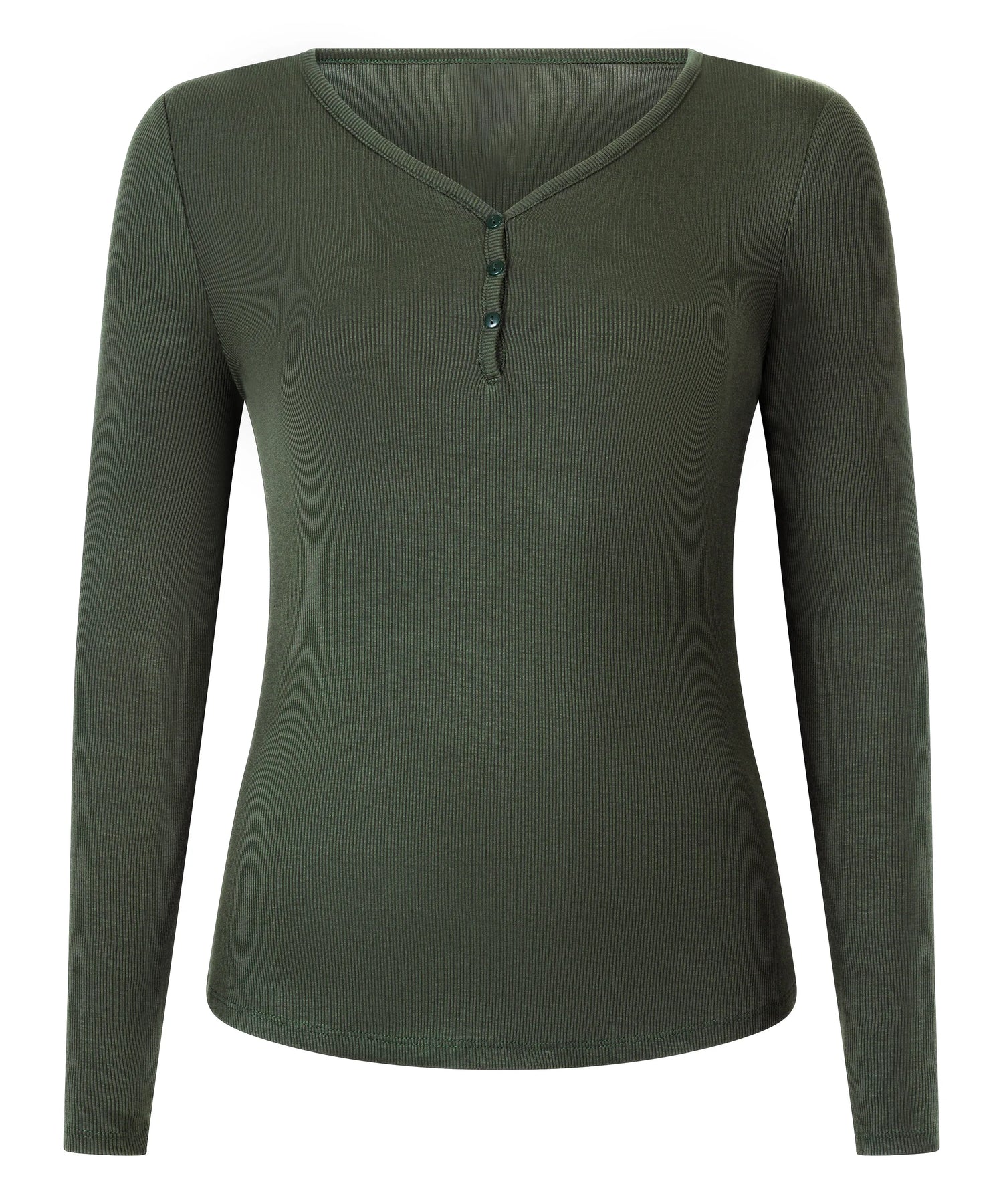 Hunkemoller_Green_Longsleeved Pyjama Top Henley_302714_HKM Green_05