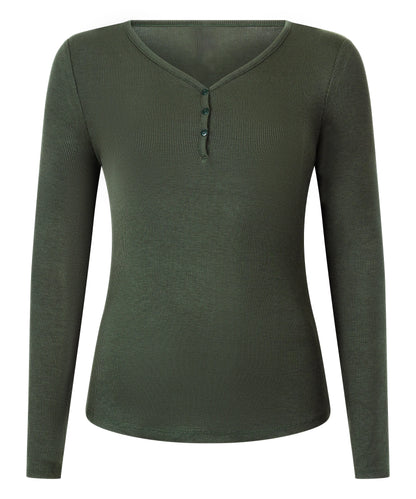 Hunkemoller_Green_Longsleeved Pyjama Top Henley_302714_HKM Green_05