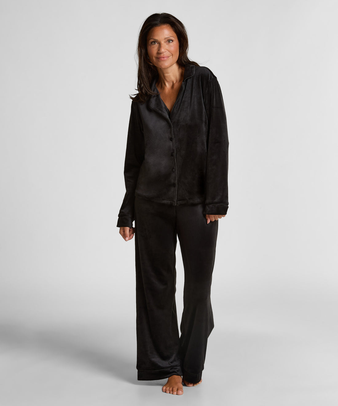 Hunkemoller_Black_Velvet Pyjama Pants_302845_Black_01