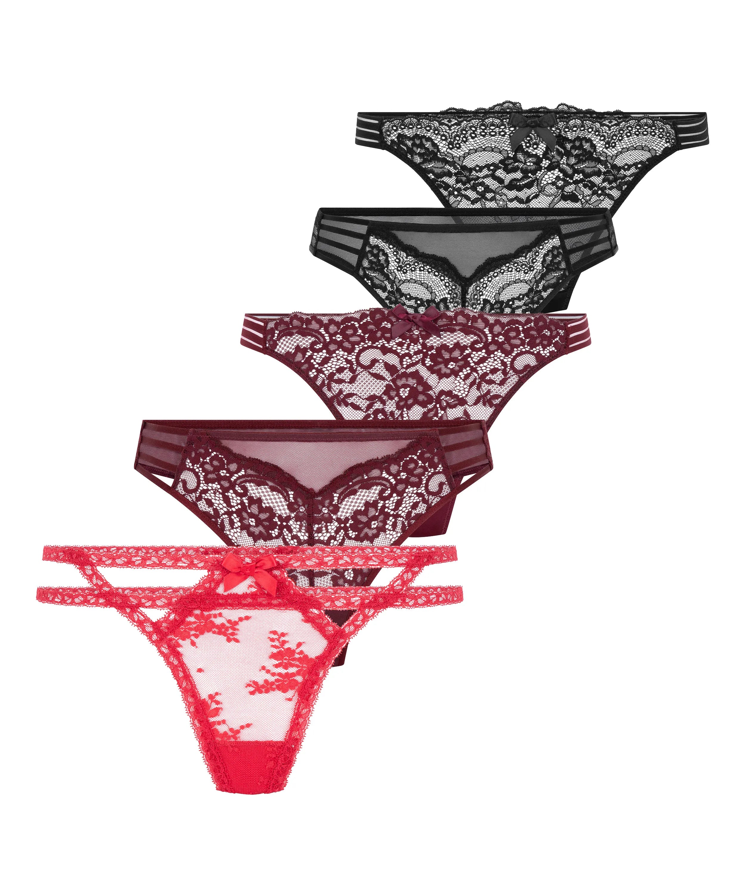 Hunkemoller_Purple_5 Pack Fashion Thong_303451_Fig_04