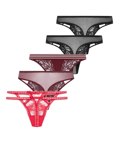 Hunkemoller_Purple_5 Pack Fashion Thong_303451_Fig_05