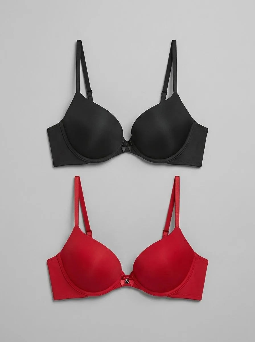 Hunkemoller Chili Pepper Women 2-Pack Padded Underwired Bra in Different Cup Sizes SKU: 303527_Chili Pepper Image 00