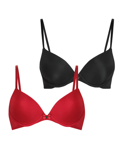 Hunkemoller Chili Pepper Women 2-Pack Padded Underwired Bra in Different Cup Sizes SKU: 303527_Chili Pepper Image 05