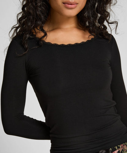 Hunkemoller_Black_Longsleeved Jersey Pyjama Top_303574_Black_02
