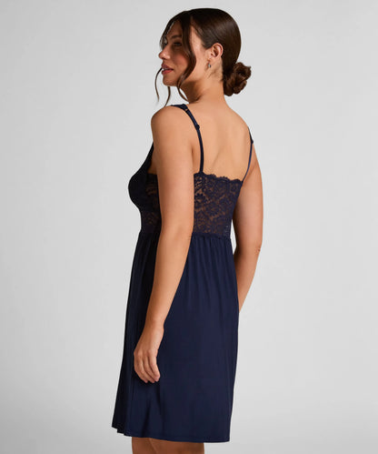 Hunkemoller Blue Women Nora Lace Slip Dress SKU: 303588_Blue Image 03