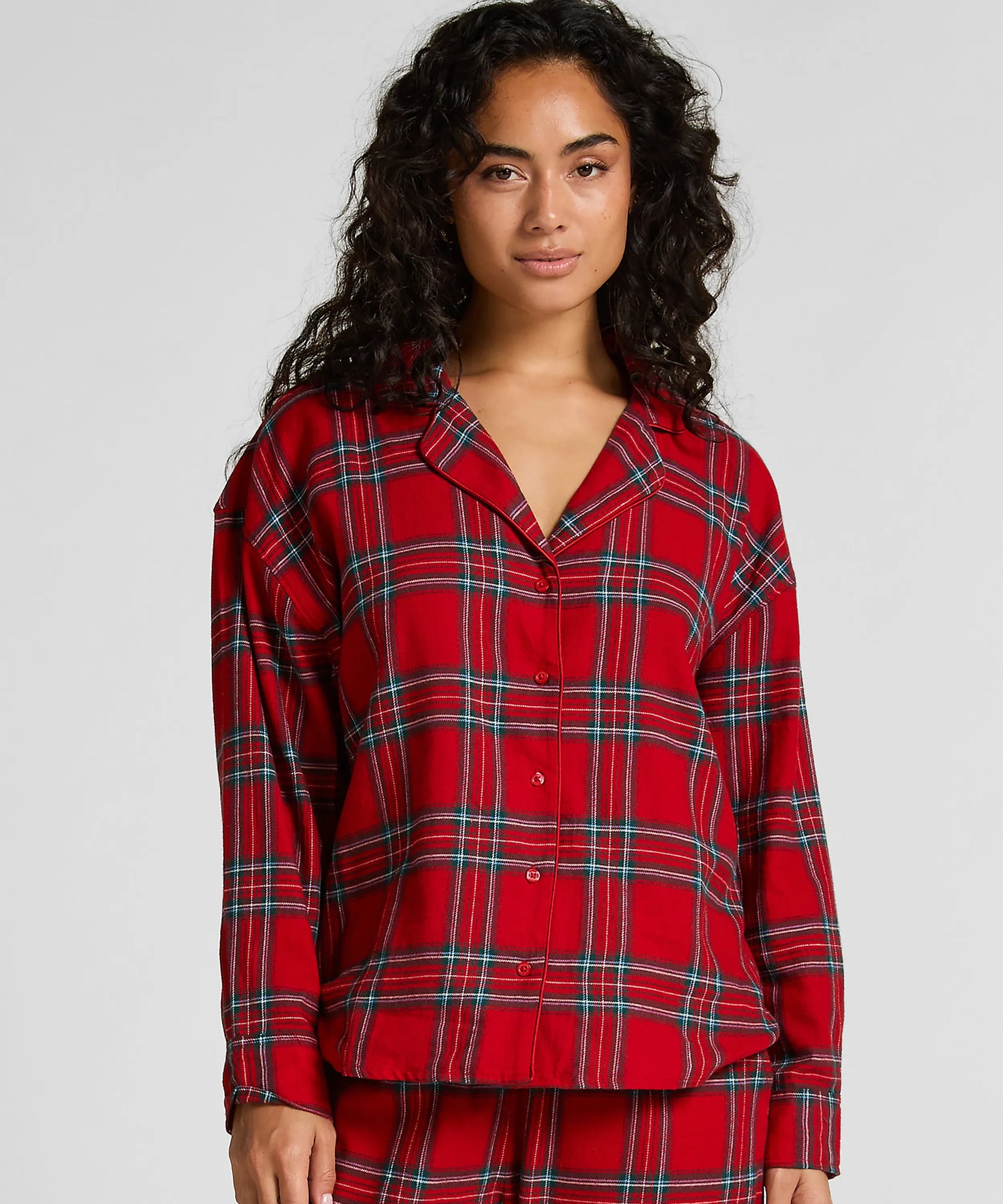 Hunkemoller_Red_Flannel Pyjama Top_303621_Savvy Red_01