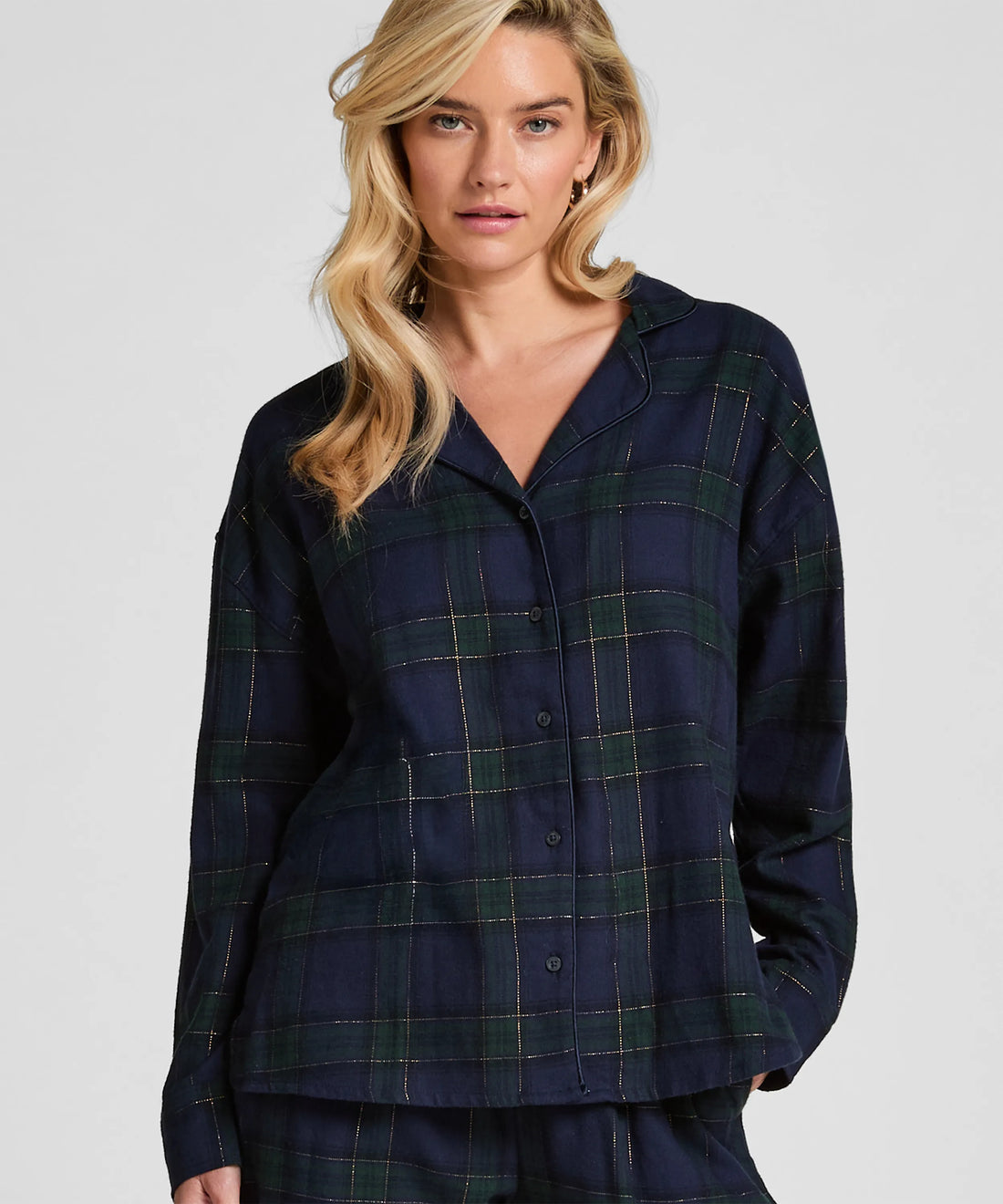 Hunkemoller_Blue_Flannel Pyjama Top_303622_Naval Academy_01