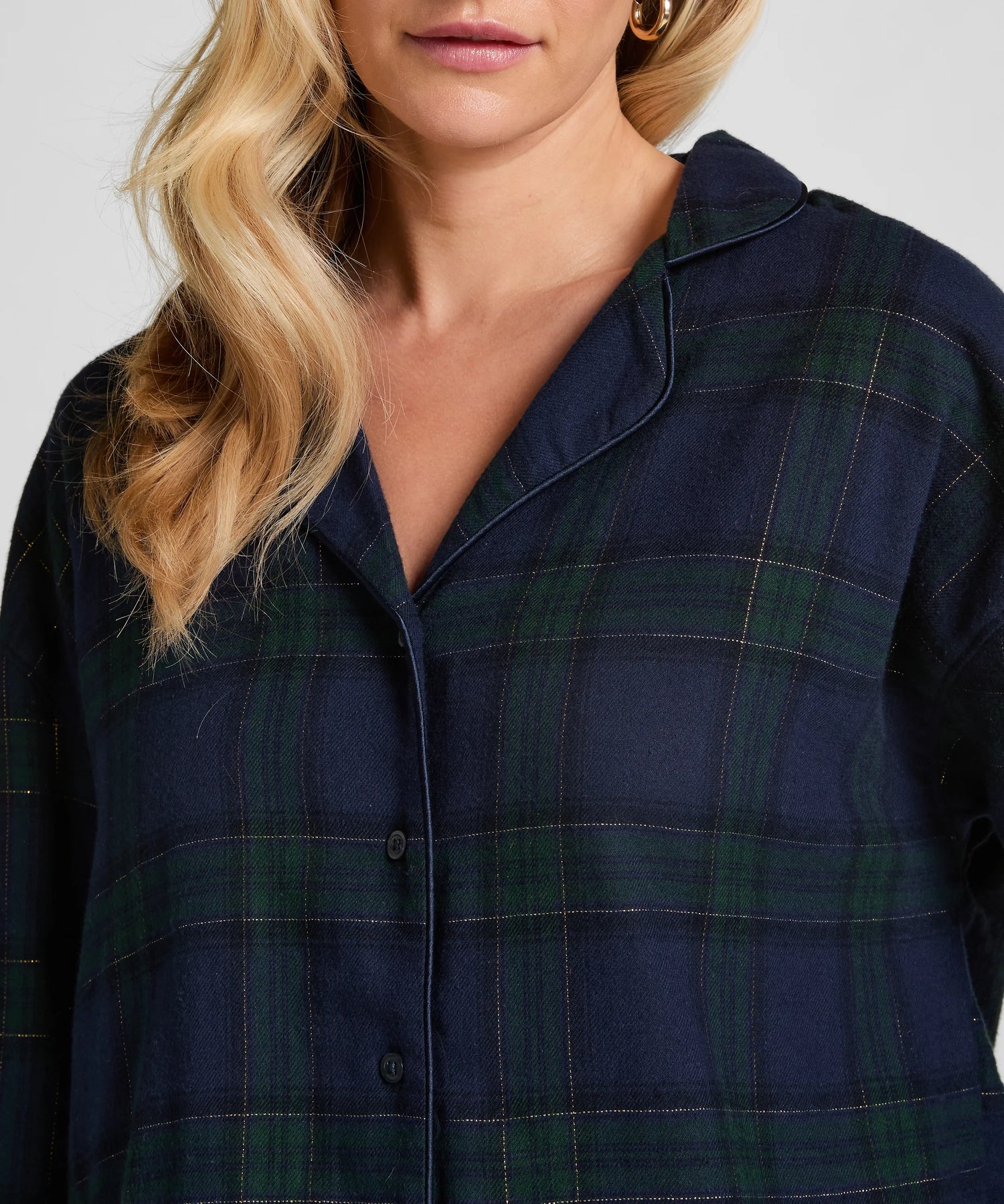 Hunkemoller_Blue_Flannel Pyjama Top_303622_Naval Academy_02