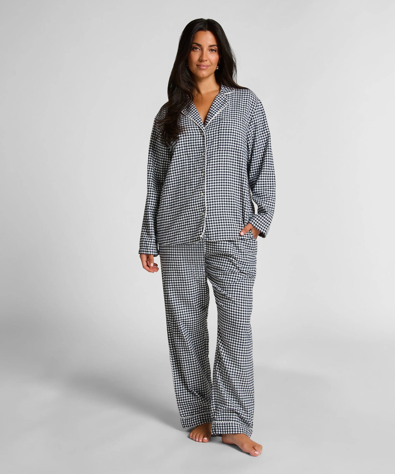Hunkemoller_Blue_Essentials Flannel Pyjama Top_303628_Peacoat_03