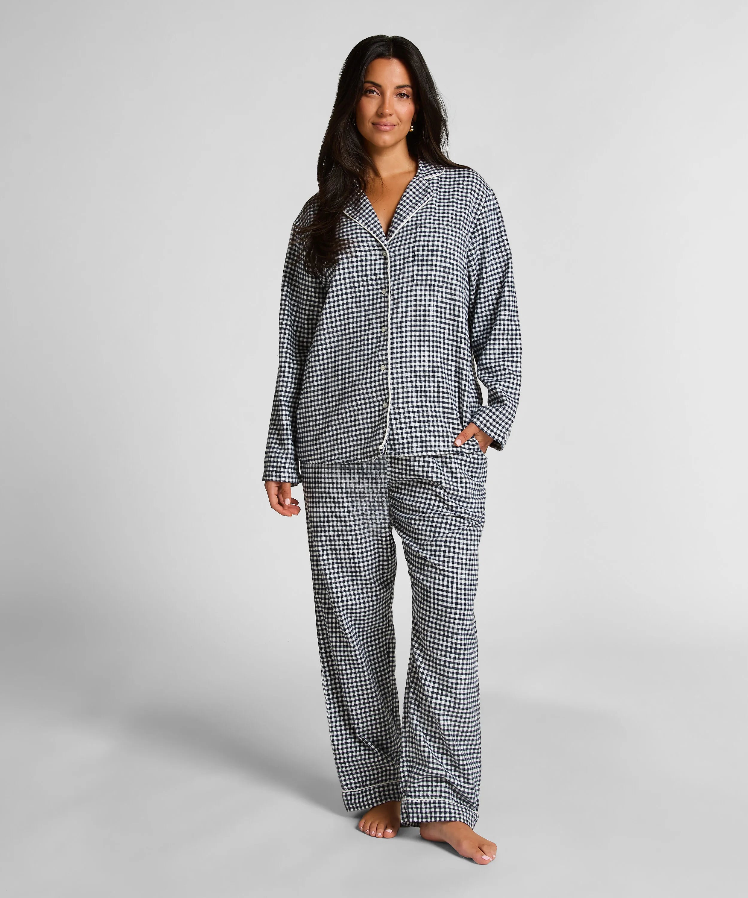 Hunkemoller_Blue_Essentials Flannel Pyjama Top_303628_Peacoat_03