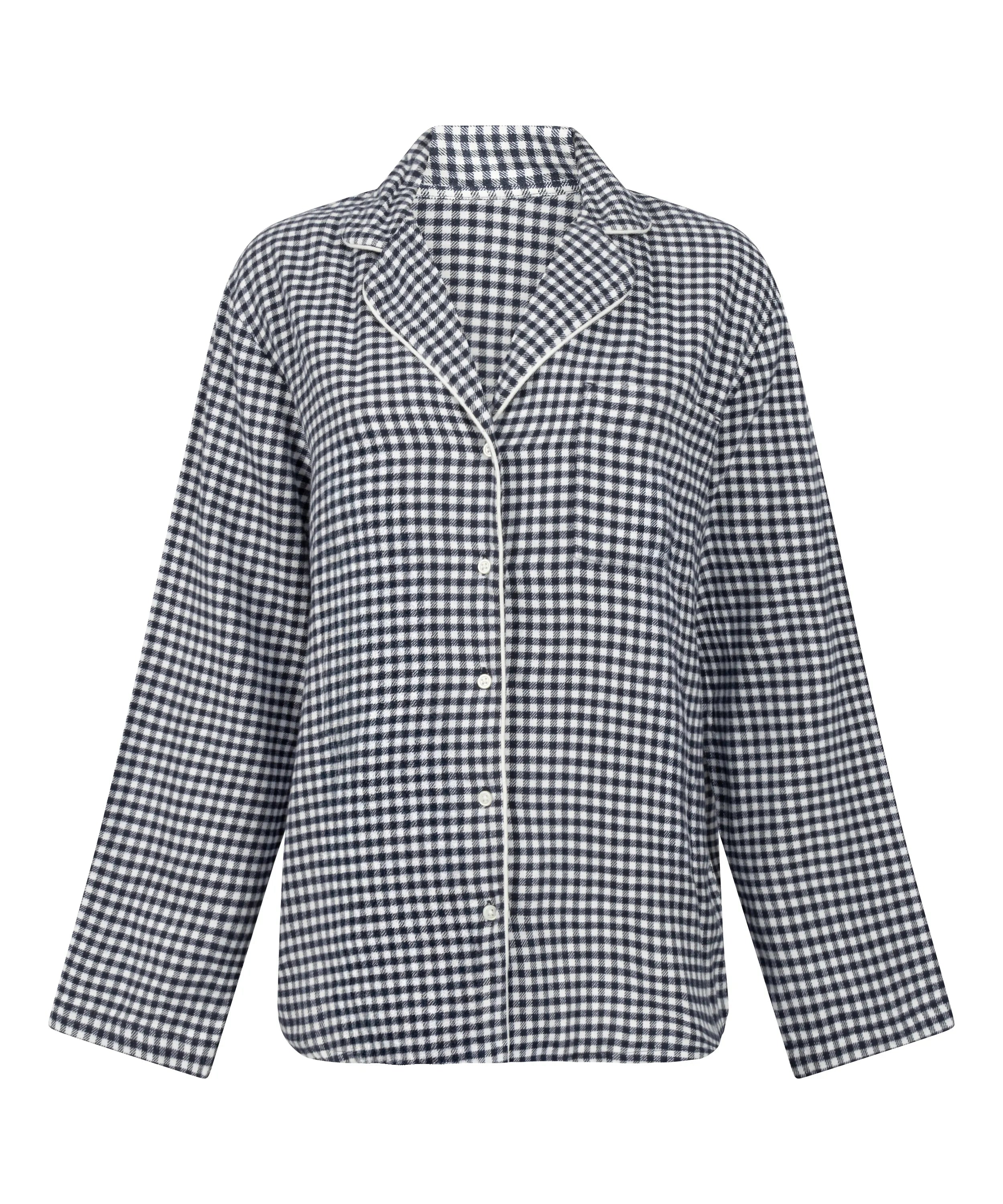 Hunkemoller_Blue_Essentials Flannel Pyjama Top_303628_Peacoat_05